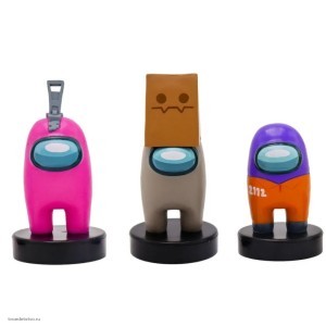 Набор фигурок-штампиков Among Us 3 серия, 3 шт. в блистере (розовый герой), в коллекции 16 героев