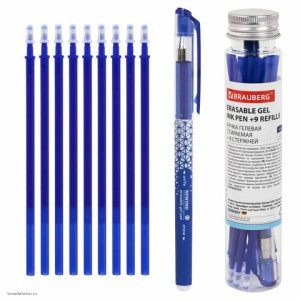 Ручка стираемая гелевая+9 стержней СИНЯЯ BRAUBERG Ручка стираемая гелевая+9 стержней СИНЯЯ BRAUBERG