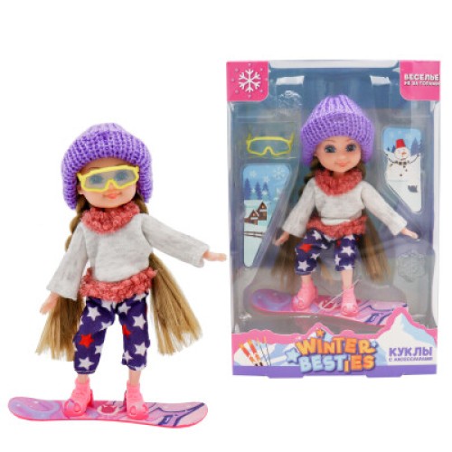 Шарнирная кукла Тесса на сноуборде Funky toys 