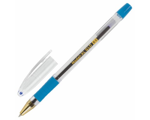 Ручка шариковая масляная с грипом BRAUBERG "Model-XL GLD", СИНЯЯ,узел 0,5 мм, линия письма 0,25 мм, 143245