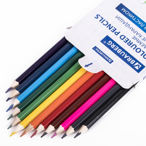 Карандаши цветные стираемые с ластиком BRAUBERG ERASABLE 12 цветов