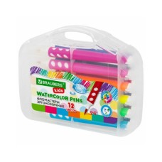 Фломастеры в суперкейсе эргономичные 12 цветов BRAUBERG KIDS