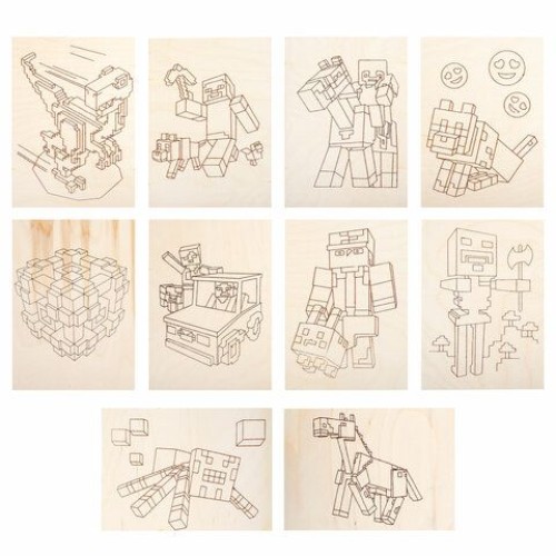 Заготовки деревянные для выжигания Кубический мир 5шт 10 рисунков 15×21см BRAUBERG HOBBY