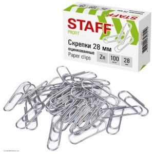 Скрепки 28мм 100шт STAFF 