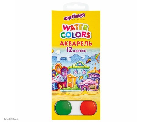 Краски акварельные ДОМИКИ 12цв медовые ЮНЛАНДИЯ