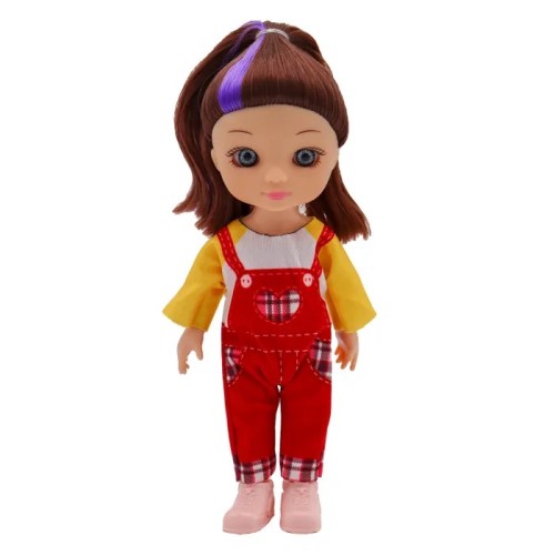 Шарнирная кукла темными волосами в комбинезоне Funky Toys