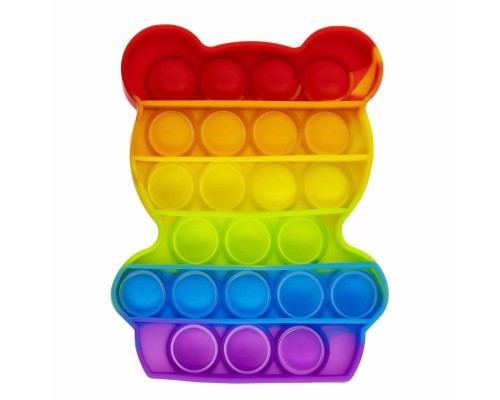 Игрушка-антистресс вечная пупырка, мишка 12,5х8,5х1,5см, радужн