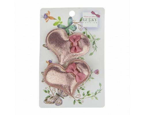 Lukky Fashion набор заколок-зажимов для волос Сердечки с бантиком, 2 шт