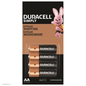 Батарейки КОМПЛЕКТ 4шт DURACELL Simply AA