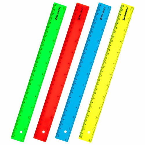 Линейка пластиковая 30 см BRAUBERG комплект 4шт