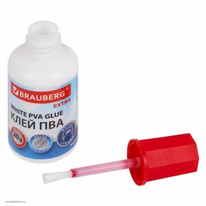 Клей ПВА УСИЛЕННЫЙ с кисточкой BRAUBERG Extra