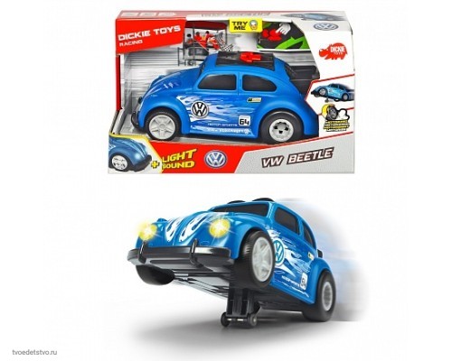 Машинка рейсинговый автомобиль VW Beetle моторизированная 25 5 см свет звук Dickie Toys 3764011