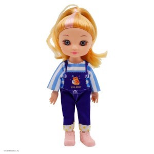 Шарнирная кукла со светлыми волосами в комбинезоне Funky Toys 