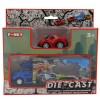 Набор грузовик + машинка die-cast  красная, спусковой механизм 1:60, 30/60