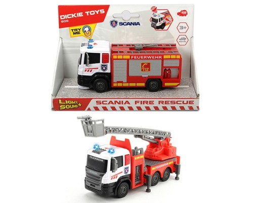 Пожарная машинка SCANIA die-cast 17 см  свет звук Dickie Toys 3712016