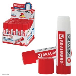 Клей-карандаш BRAUBERG 15 г комплект 2шт