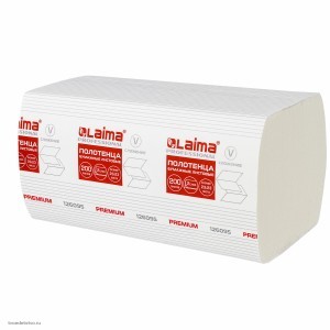 Полотенца бумажные 200 штук LAIMA (H3) PREMIUM 2-слойные белые