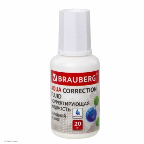 Корректирующая жидкость BRAUBERG Aqua с кисточкой комплект-6шт