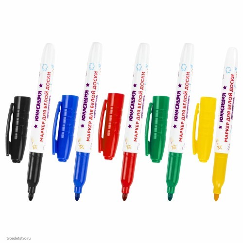 Маркеры стираемые для белой доски НАБОР 5цв ЮНЛАНДИЯ COLORWAY