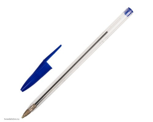 Ручка шариковая STAFF  6 штукBasic Budget BP-02, письмо 500 м, СИНЯЯ, длина корпуса 13,5 см, линия 0,5