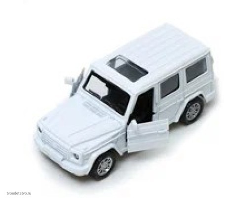 Белая инерционная машинка Внедорожник люкс die-cast, 1:32, открывающиеся двери, 1/144