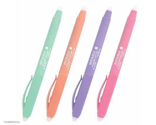 Ручка стираемая гелевая с грипом BRAUBERG "SOFT&SILK PASTEL", СИНЯЯ, корпус ассорти, узел 0,7 мм, 143934