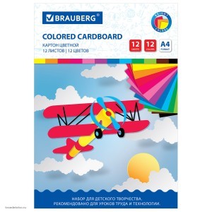 Набор Картон цветной BRAUBERG и Цветная бумага ПИФАГОР