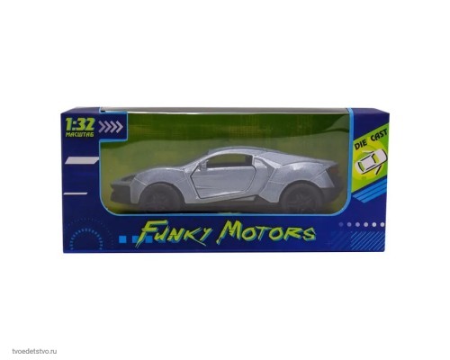 Серебристая инерционная машинка die-cast, 1:32, открывающиеся двери, 1/144