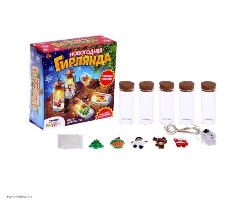 Набор для опытов Новогодняя гирлянда Ёлочка и Дед Мороз Набор для опытов Новогодняя гирлянда Ёлочка и Дед Мороз