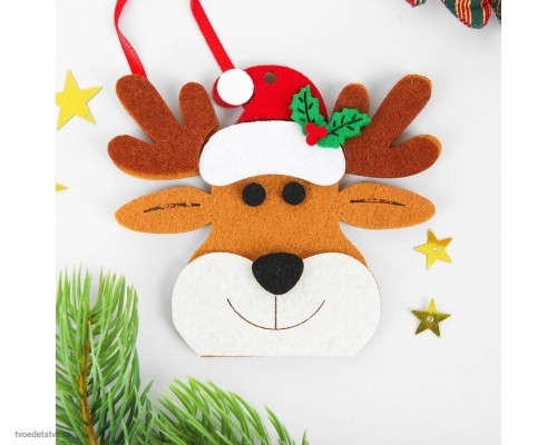 Ёлочная игрушка из фетра Новогодний олень Ёлочная игрушка из фетра Новогодний олень