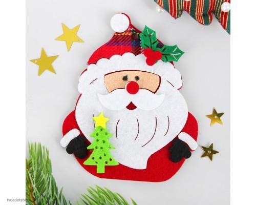 Ёлочная игрушка из фетра Дед мороз с ёлочкой Ёлочная игрушка из фетра Дед мороз с ёлочкой