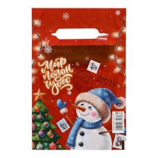 Пакет подарочный новогодний Снеговик мир полон чудес