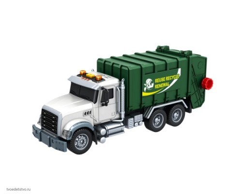 "Городская техника" фрикционная машина мусоровоз с кабиной-капотом со светом и звуком Funky Toys