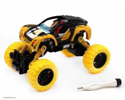 Машинка багги DIY 17 см, металлическая желтого цвета Funky Toys 1/72