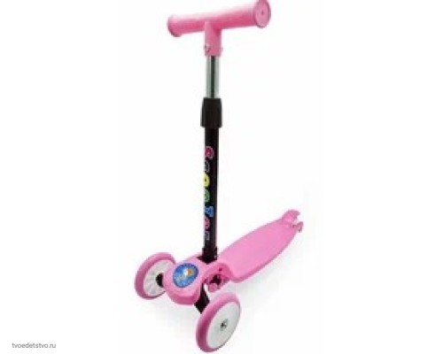 Самокат 3-х колесный складной с регулируемой ручкой свет 72см S+S розовый 200820219
