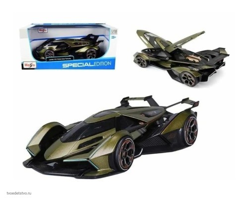 Машинка die-cast Lamborghini V12 Vision Gran Turismo, 1:18, зелёная, 1/4