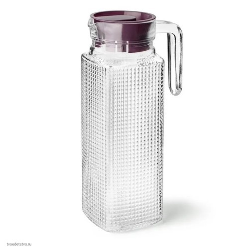 Кувшин для воды стеклянный с крышкой 1 литр