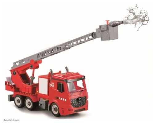 Пожарная машина-конструктор, фрикционная, свет, звук, вода, 1:12 35см Funky toys FT61114