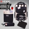 Рюкзак HEIKKI COMBO (ХЕЙКИ), сумка-шоппер, косметичка, пенал В ПОДАРОК, бело-черный, 42х30х14 см,272