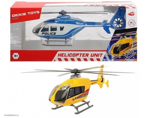 Вертолет EC 135 die-cast с крутящимися лопастями 21см 2в Dickie Toys 3714006