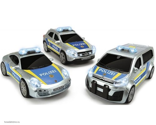 Полицейская машинка фрикционная 3 вида 15см свет звук Dickie Toys 3712014