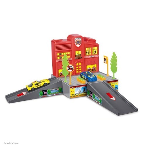 Игровой набор Пожарная станция с 1 машинкой Dave Toy