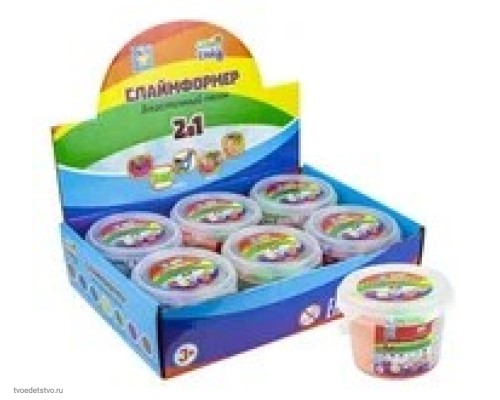 СЛАЙМФОРМЕР 200 гр в баночке с 3 формочками, 6 цветов в ассортименте в дисплей-боксе