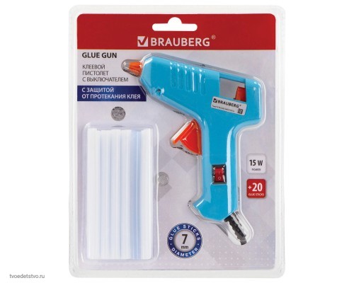 Клеевой пистолет 15Вт для стержня 7мм BRAUBERG