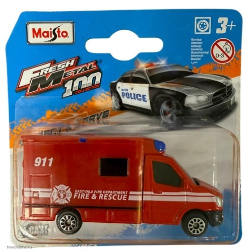 Машинка красная пожарная Fresh Metal Maisto Машинка красная пожарная Fresh Metal Maisto