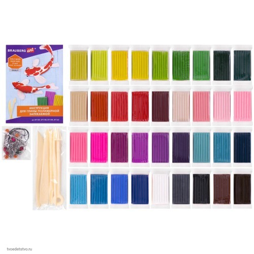 Глина полимерная запекаемая НАБОР 36цв BRAUBERG