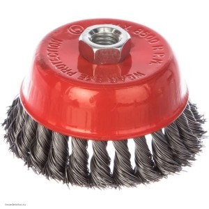 Корщетка чашка гайка М14 стальная витая проволока 100мм