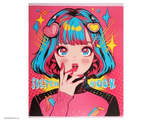 Тетрадь д/скетчей А5 32л на скобе Аниме, обл мел карт, бл 100г/м2 10202638