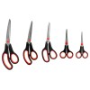 Ножницы BRAUBERG SOFT GRIP НАБОР 5 штук (140, 170, 190, 220, 240 мм), эргономичные черно-красные ручки, ВЫГОДНАЯ УПАКОВКА, 238410