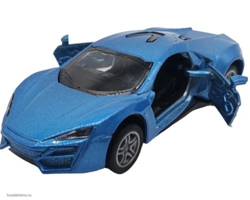 Синяя инерционная машинка Купе die-cast,1:32, открывающиеся двери 1/144